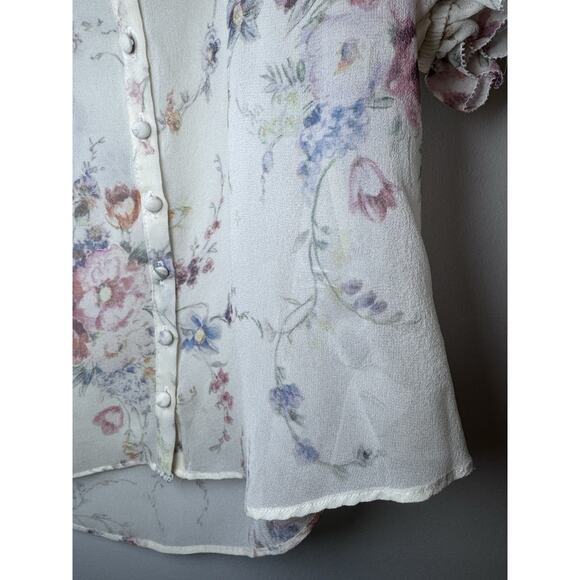 LoveShackFancy Floral Blouse and Skirt Set in Cream and Pink - Picture 6 of 13